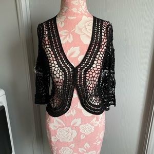 Vintage Black Crochet Lacey Shirt  sz L